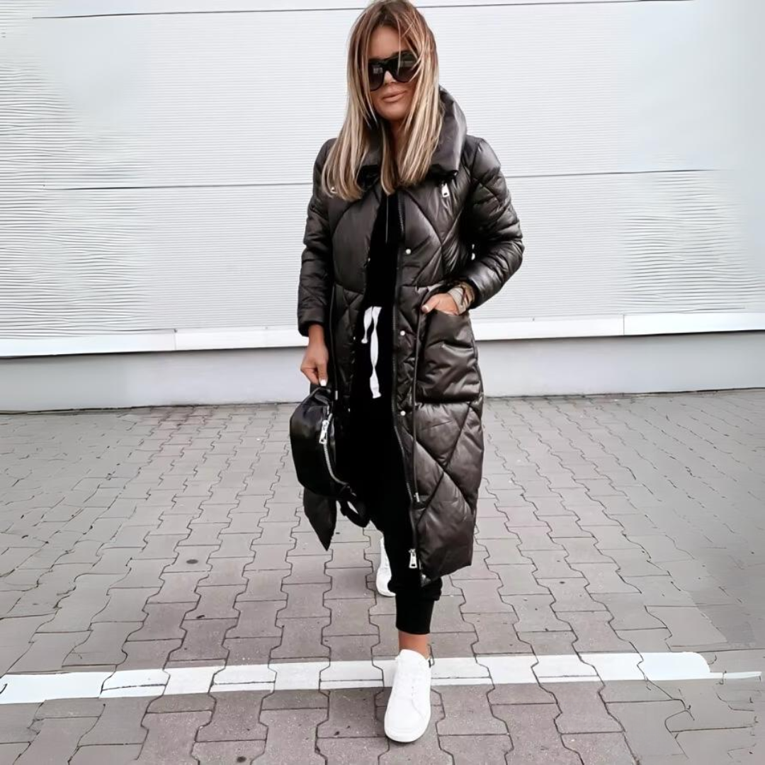 Aurelia | Elegancki Długi Płaszcz Zimowy – Wiatro- i Wodoodporny