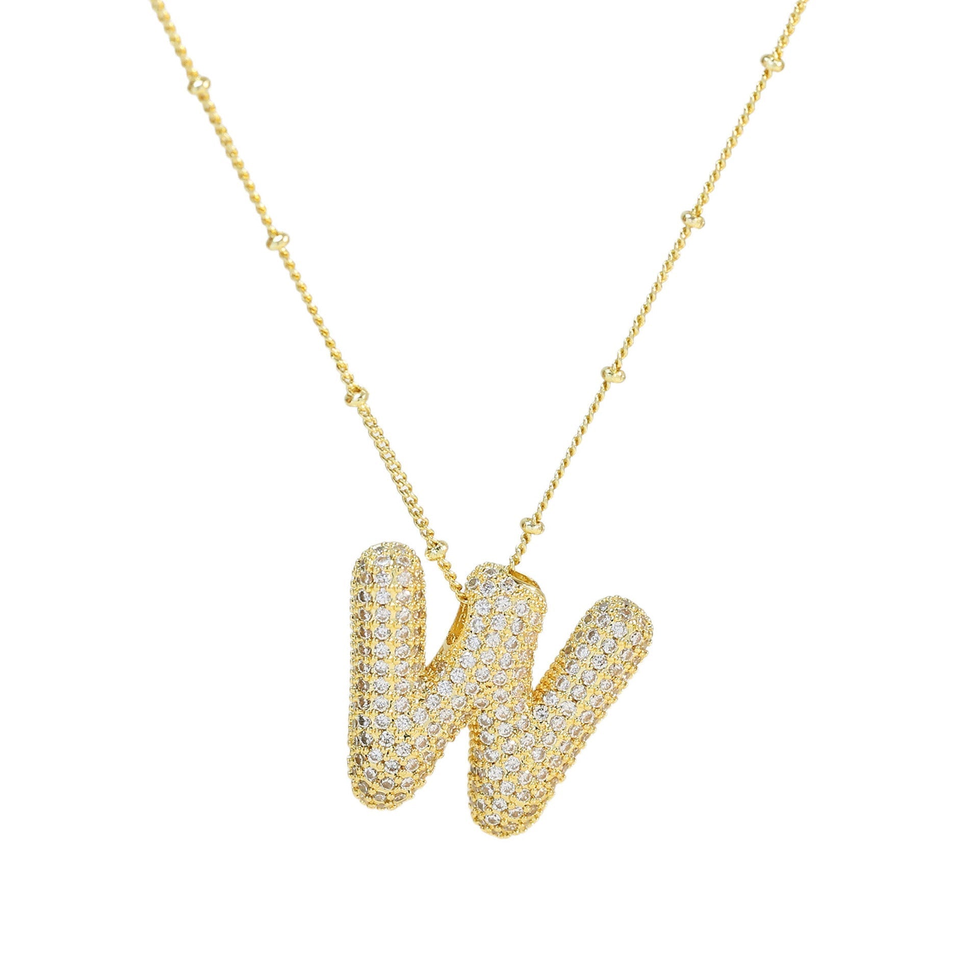 Naszyjnik z Diamentową Literą w Stylu Bubble