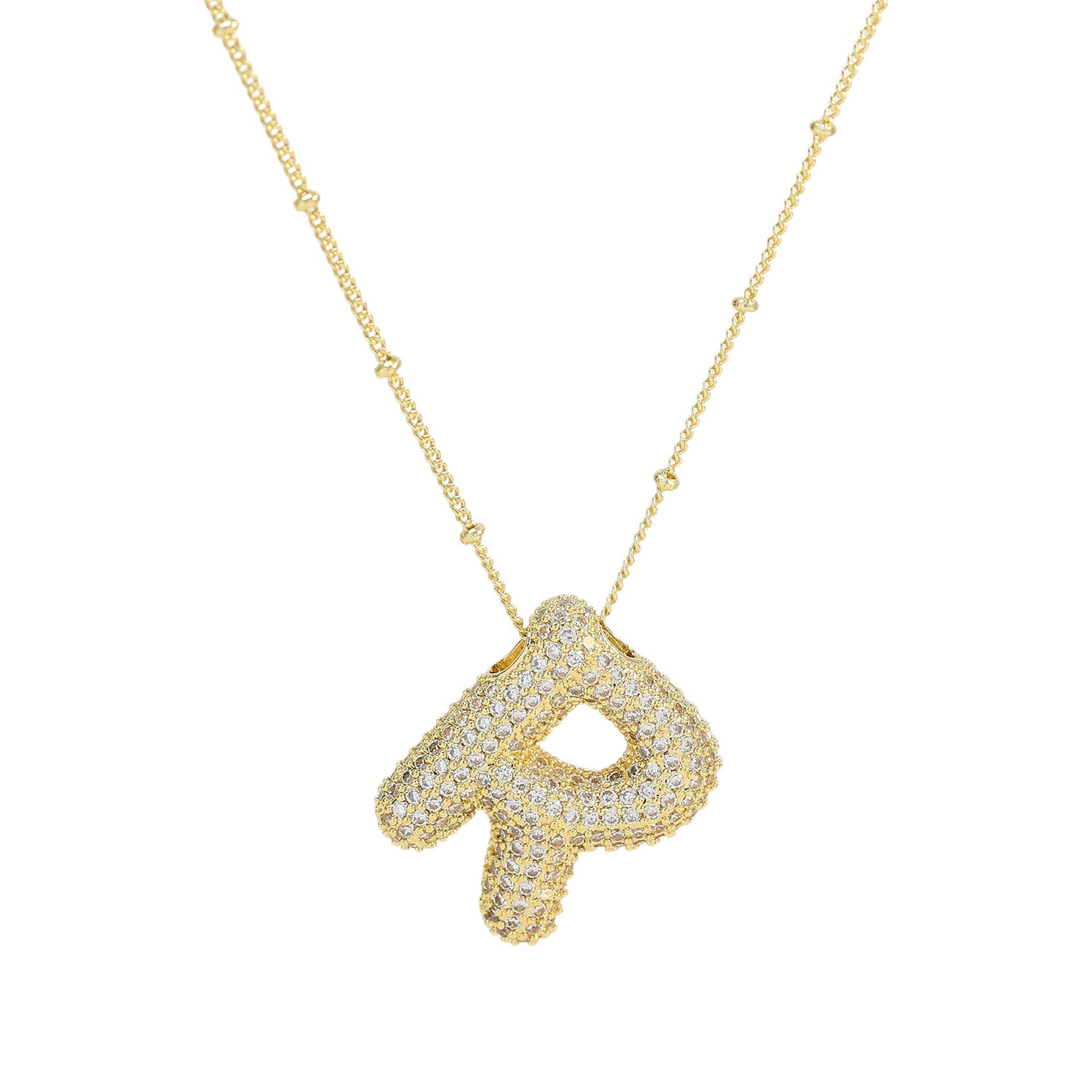 Naszyjnik z Diamentową Literą w Stylu Bubble