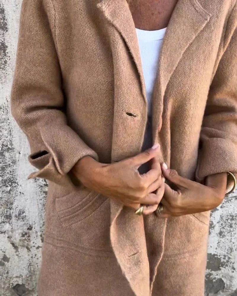 Aleksandra Casualny długi płaszcz z klapami