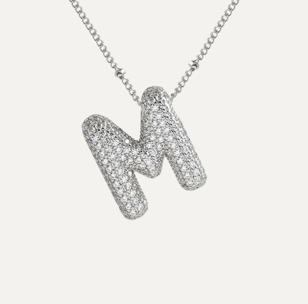 Naszyjnik z Diamentową Literą w Stylu Bubble