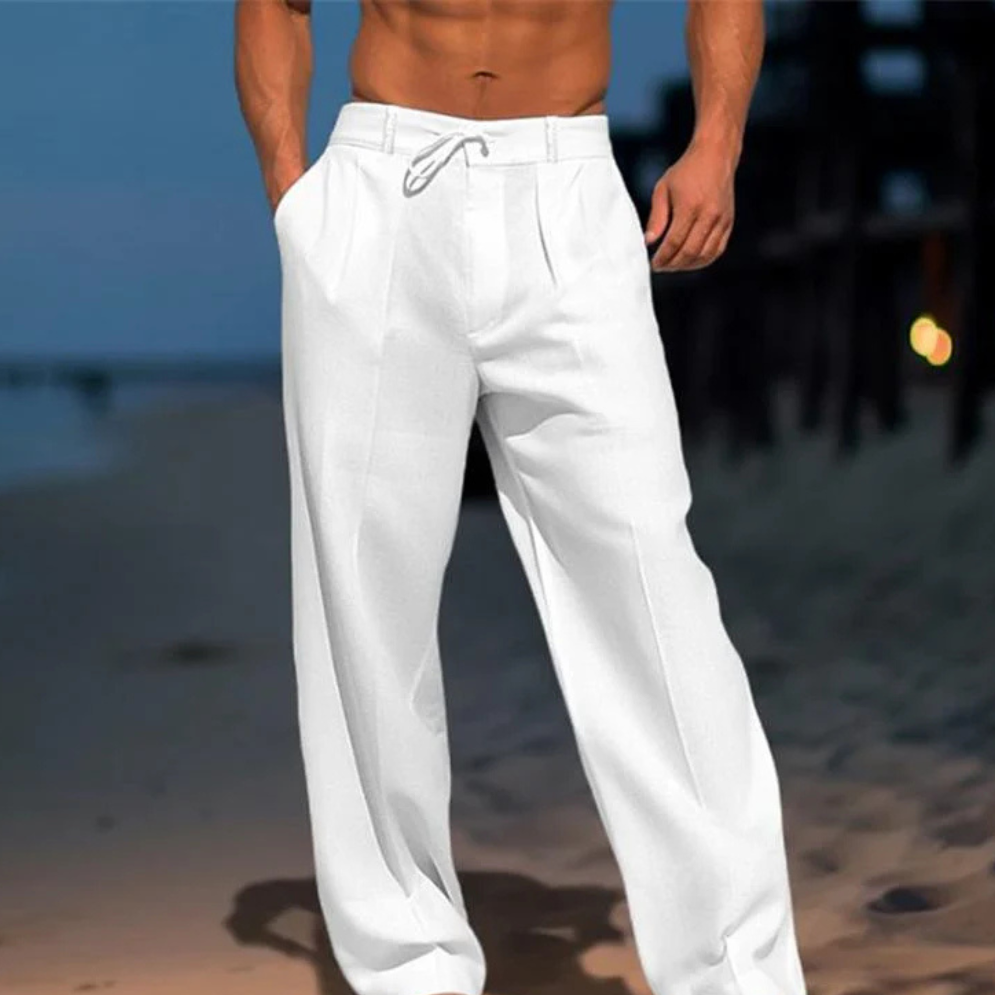 Milan – Przewiewne Letnie Lniane Spodnie w Jednolitym Kolorze