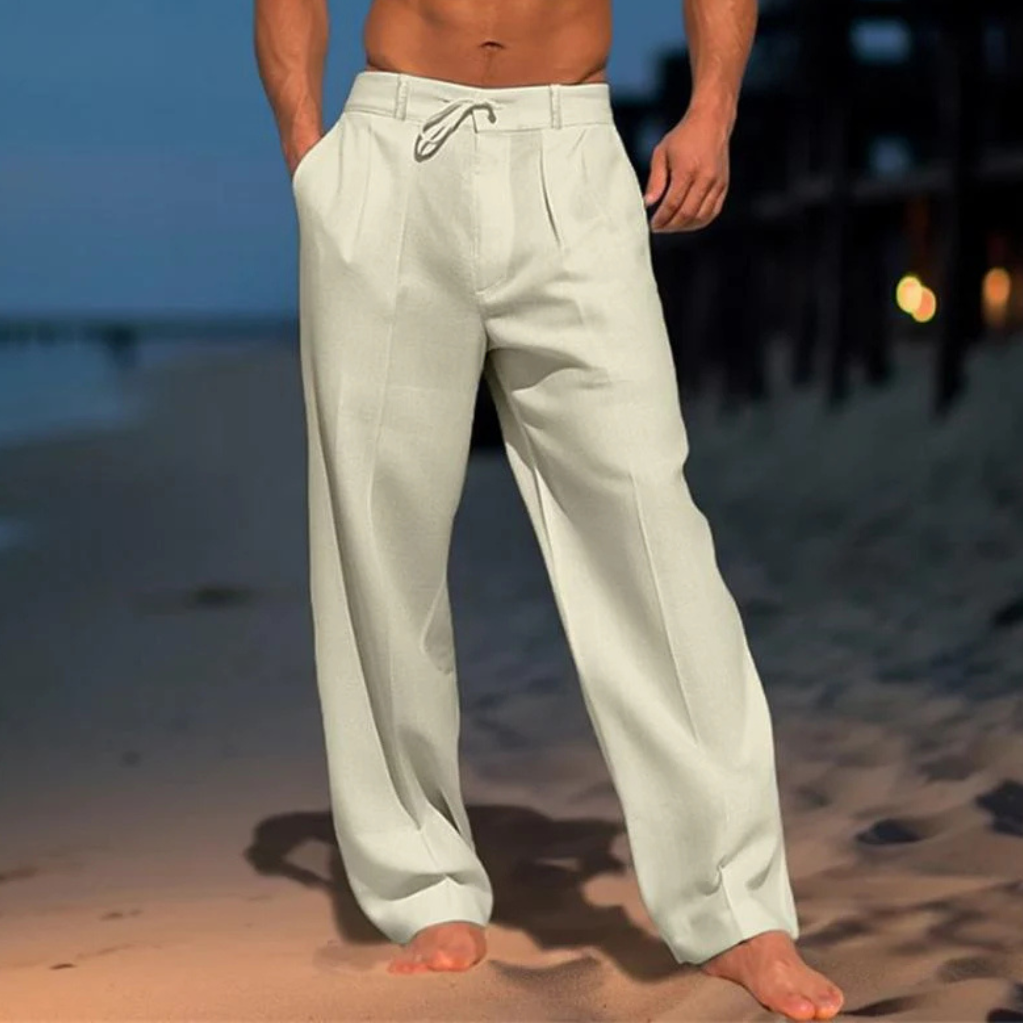 Milan – Przewiewne Letnie Lniane Spodnie w Jednolitym Kolorze