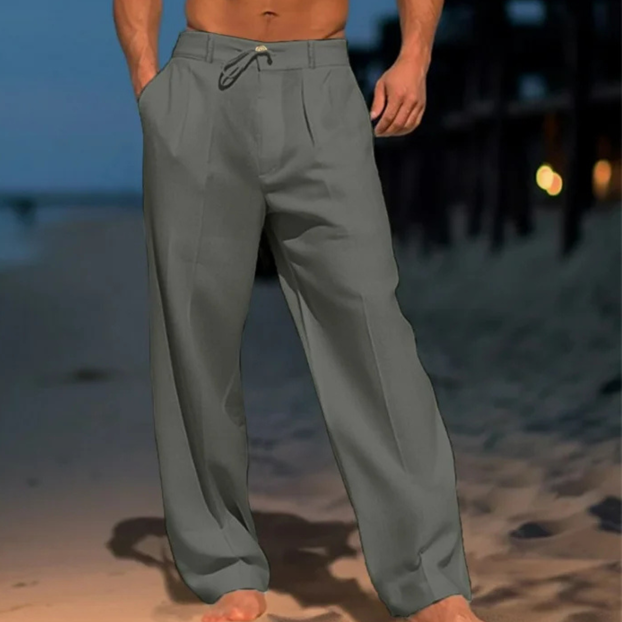 Milan – Przewiewne Letnie Lniane Spodnie w Jednolitym Kolorze