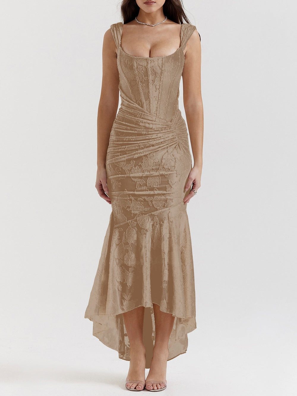 sukienka maxi z kwiatowym wzorem w kształcie dzwonków