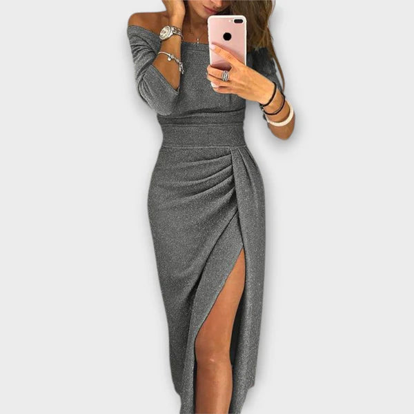 Mila – Elegancka Sukienka z Odkrytymi Ramionami