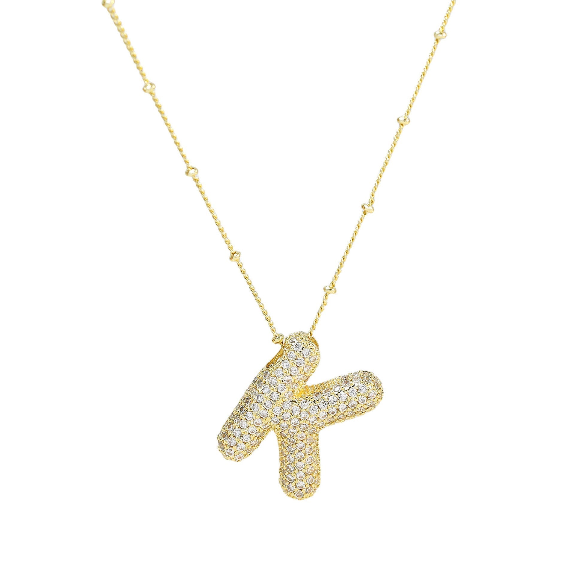 Naszyjnik z Diamentową Literą w Stylu Bubble