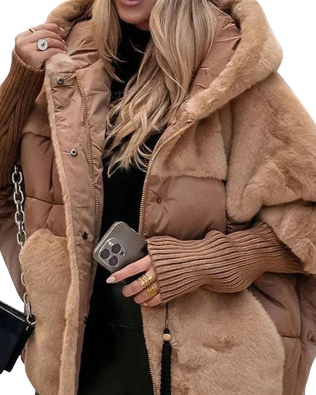 Marcelina Ciepła pikowana kurtka z kapturem