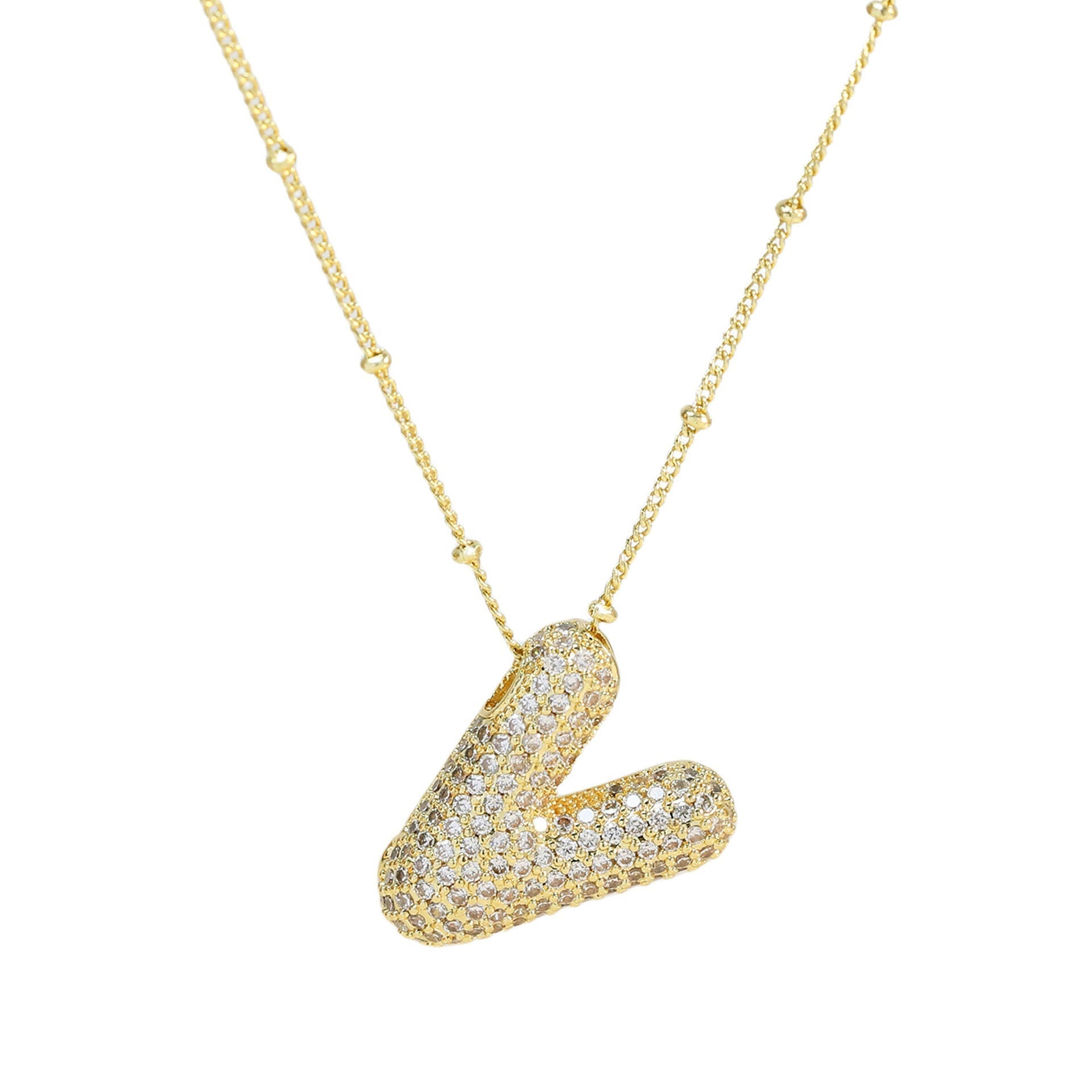 Naszyjnik z Diamentową Literą w Stylu Bubble