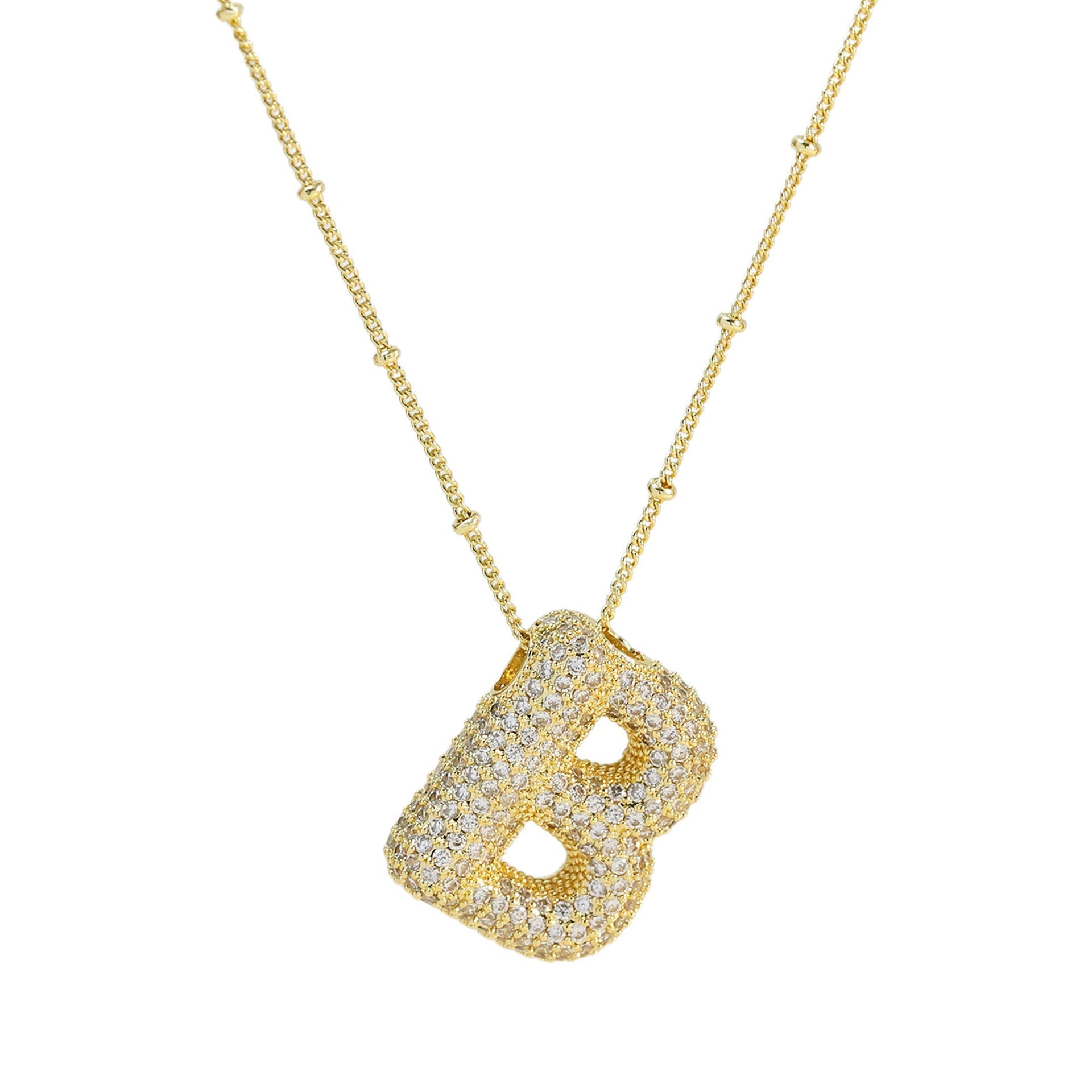 Naszyjnik z Diamentową Literą w Stylu Bubble