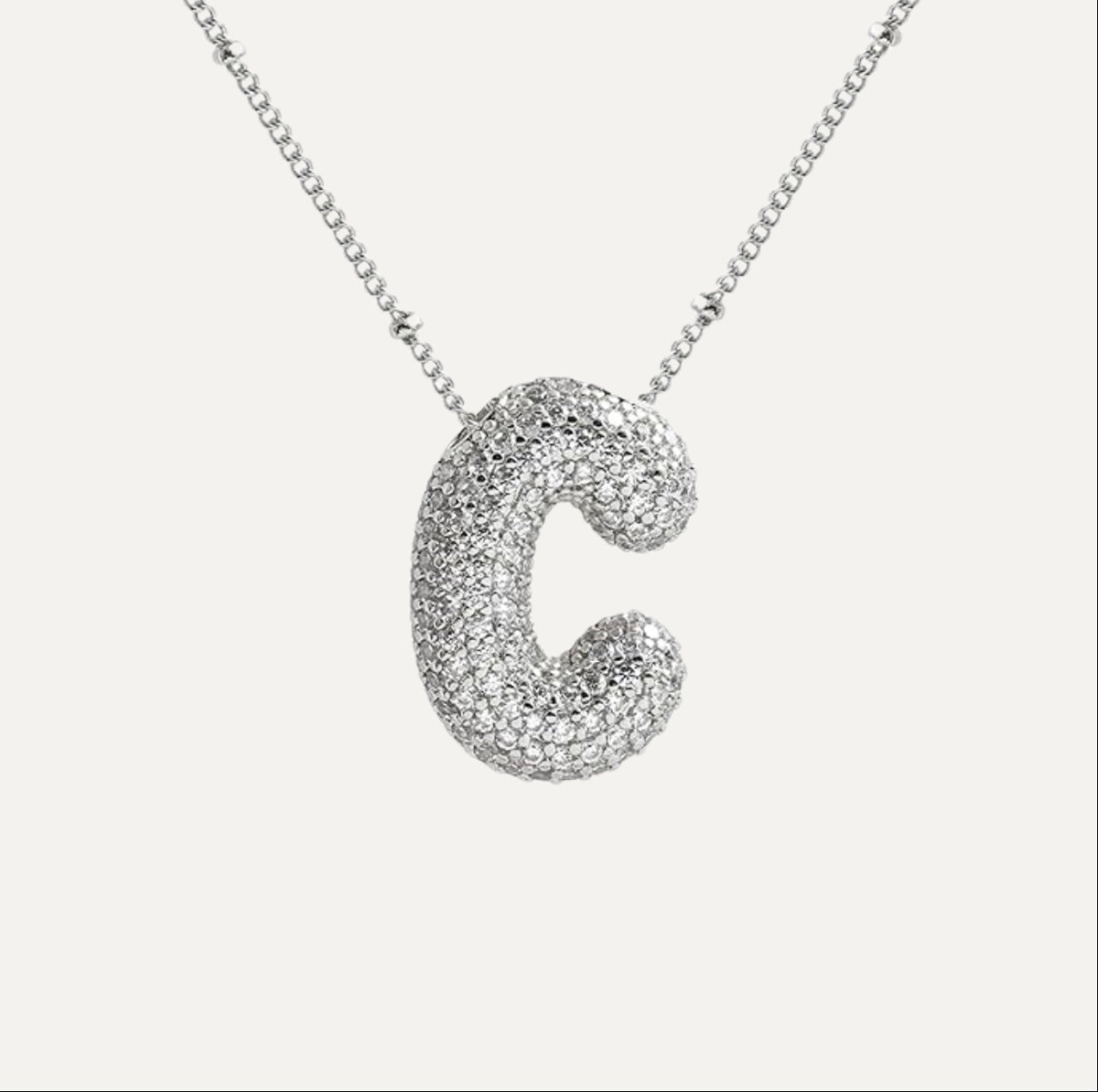Naszyjnik z Diamentową Literą w Stylu Bubble