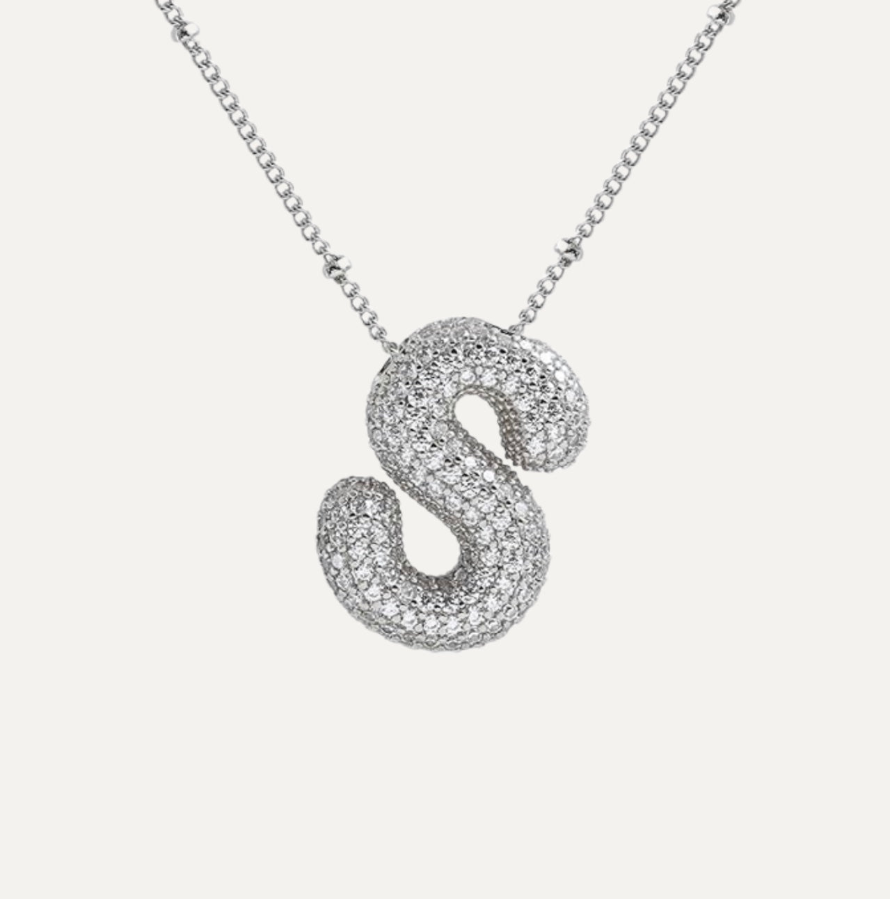 Naszyjnik z Diamentową Literą w Stylu Bubble
