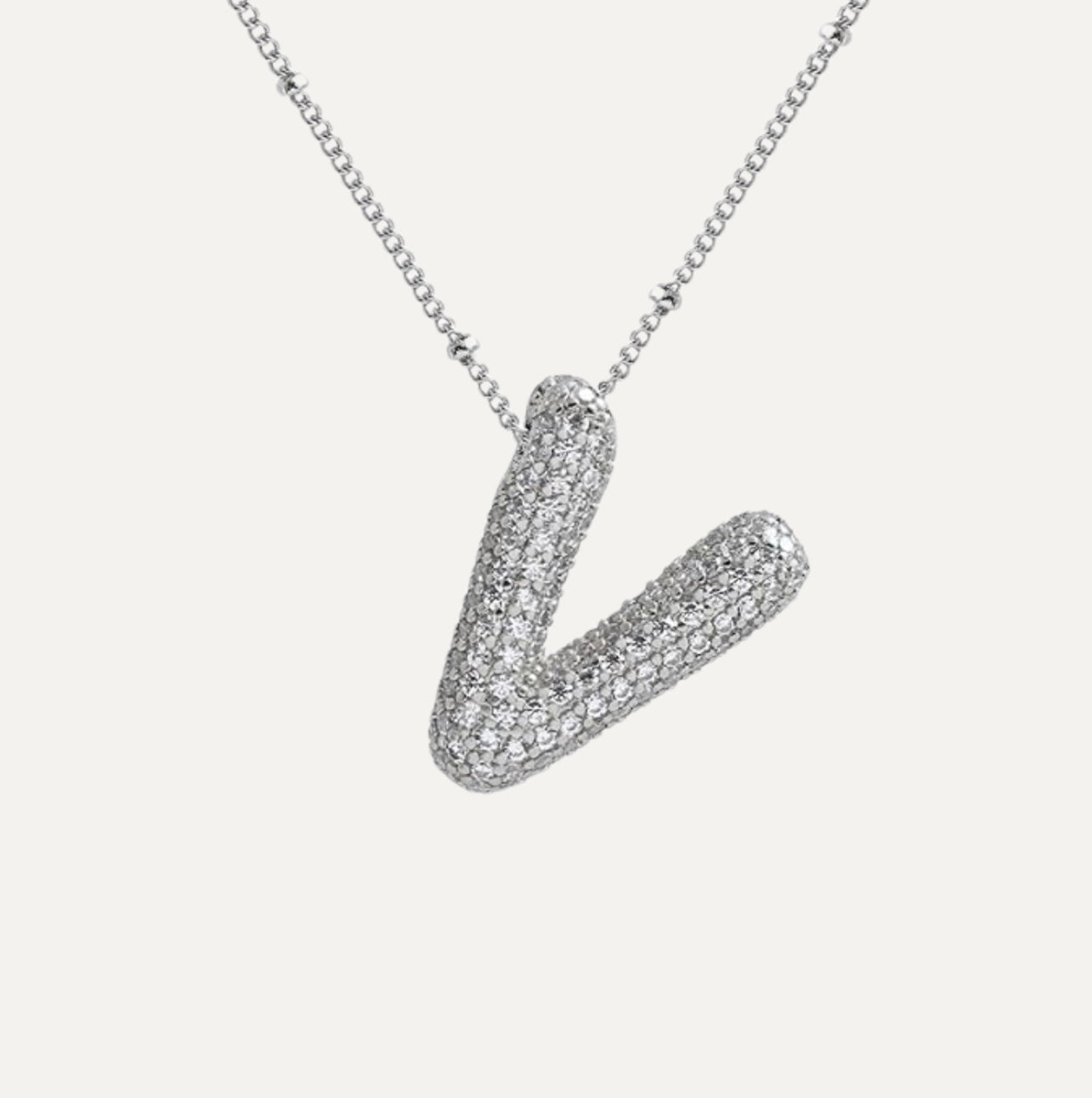 Naszyjnik z Diamentową Literą w Stylu Bubble