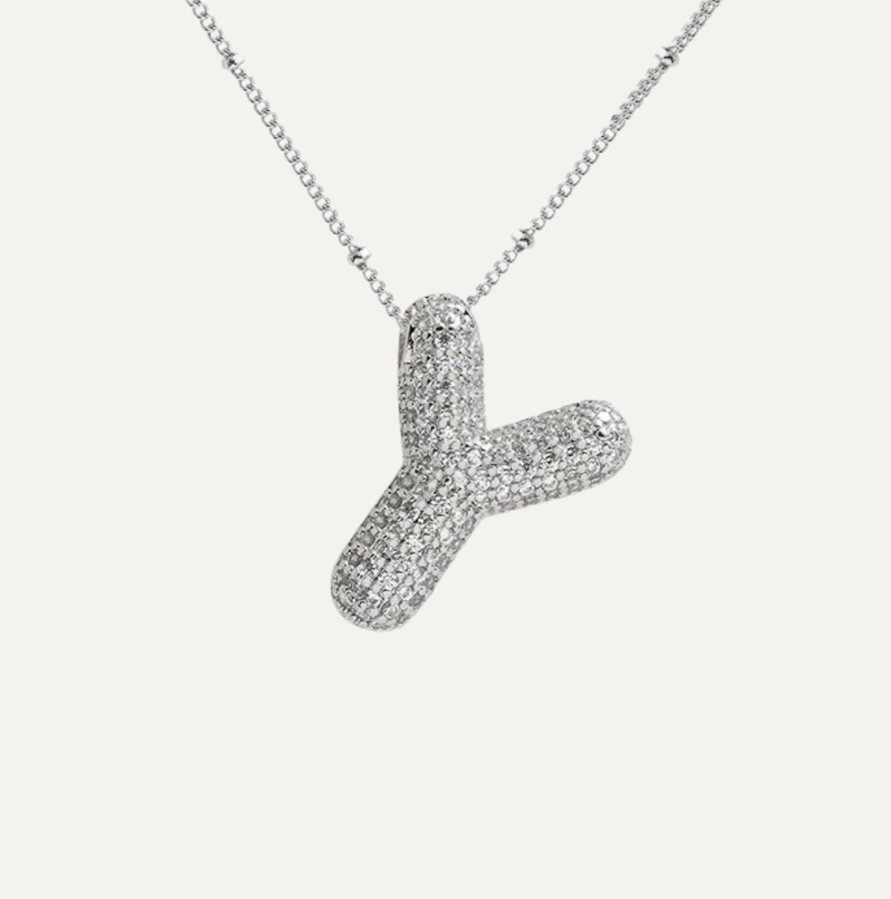 Naszyjnik z Diamentową Literą w Stylu Bubble
