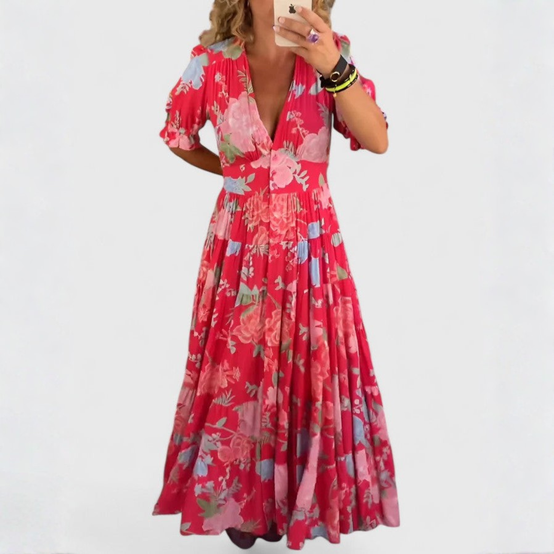 Zuzanna Sukienka w Kwiatowy Print z Polnym Akcentem