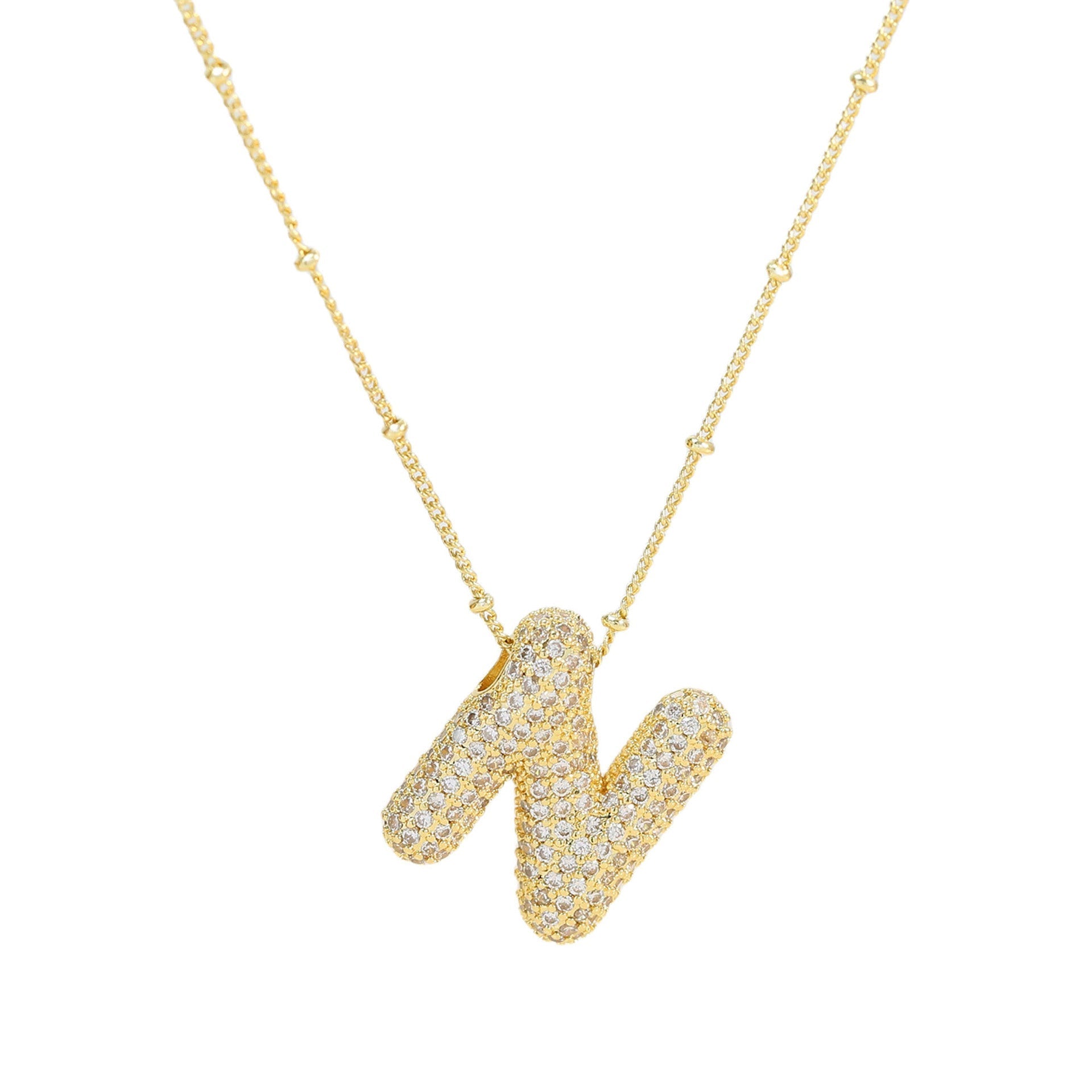Naszyjnik z Diamentową Literą w Stylu Bubble