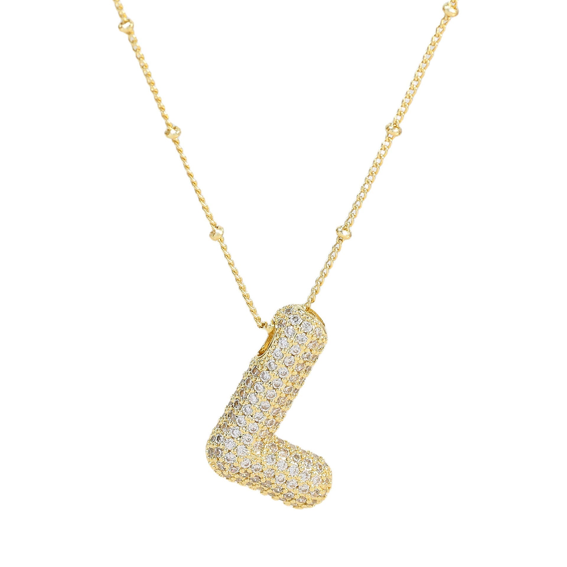 Naszyjnik z Diamentową Literą w Stylu Bubble