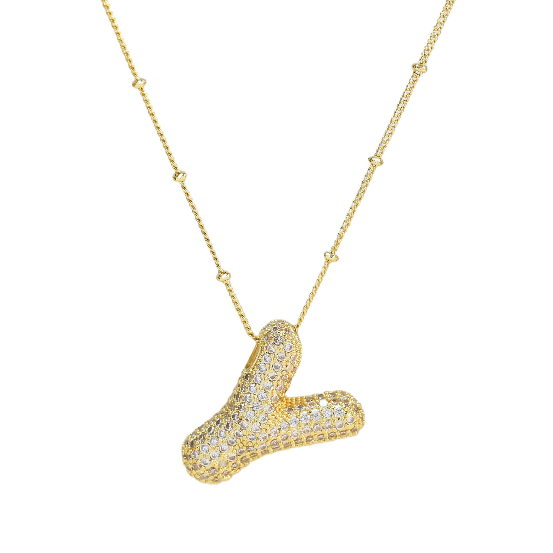 Naszyjnik z Diamentową Literą w Stylu Bubble