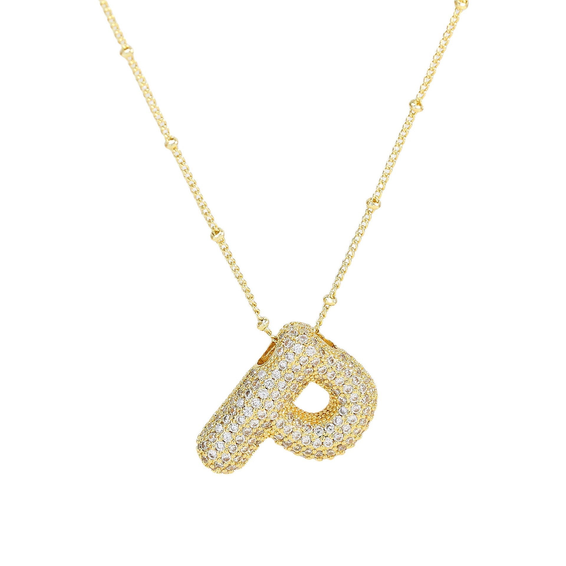 Naszyjnik z Diamentową Literą w Stylu Bubble