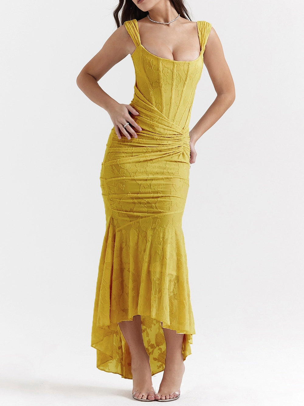 maxi-jurk met klokvormige bloemen