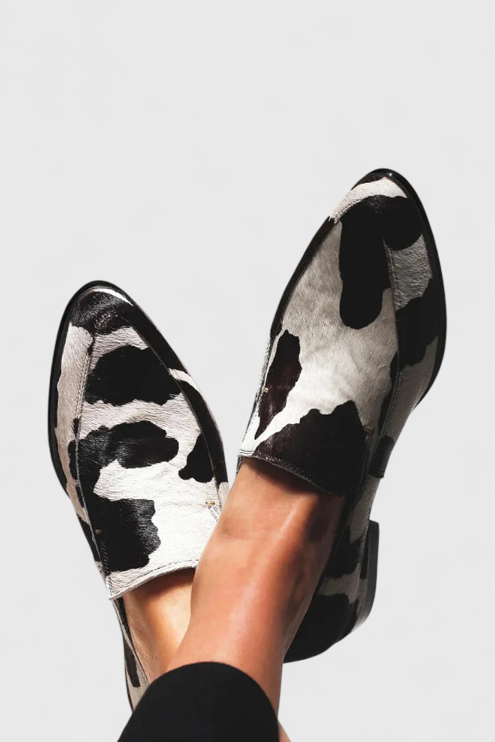 Nina | Eleganckie loafersy na niskim obcasie z motywem zwierzęcym